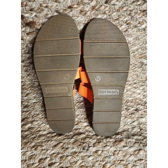 MAUI ISLAND Women's Laguna Neon Orange Tan Strappy Stretch Slide Sandal Size 10 - Picture 4 of 5